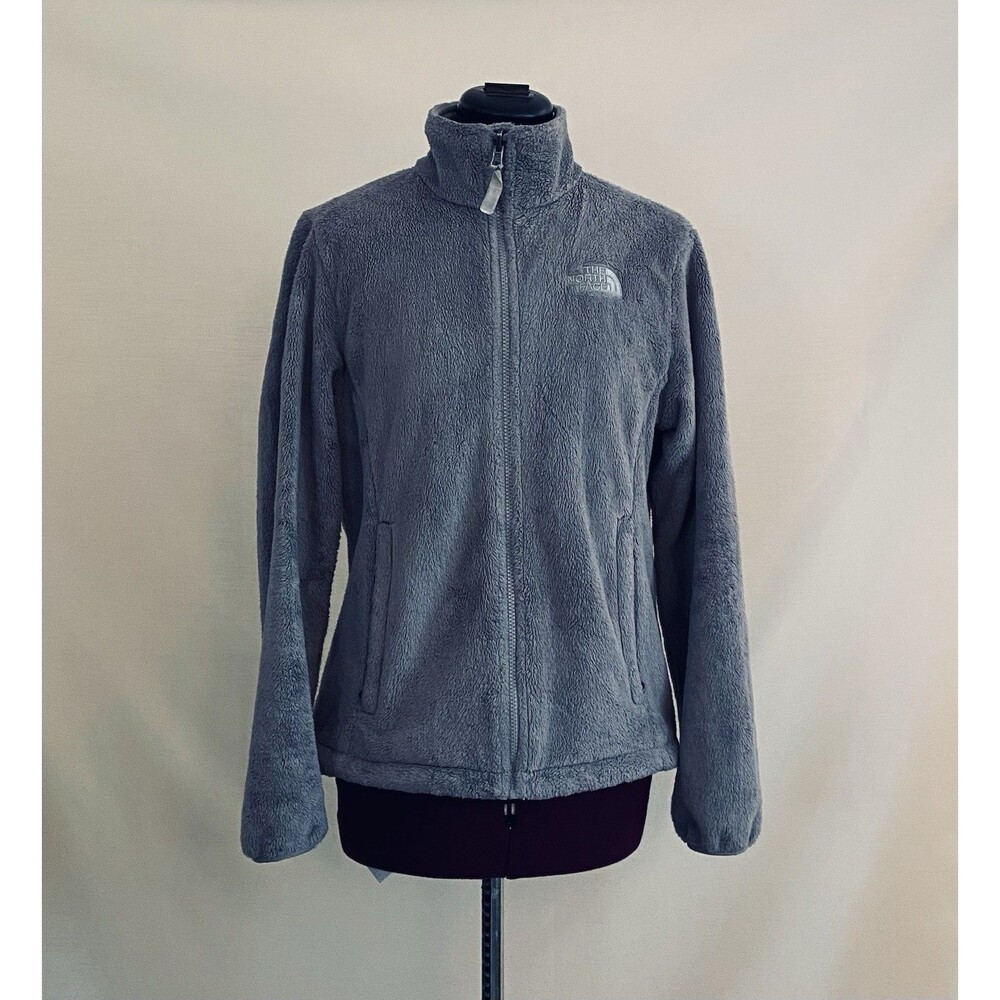 The North Face Women's Gray Fleece Full Zip Front & Pockets Logos Jacket Medium
